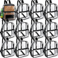 Clear Stadium Backpack Bulk Set - 12 Pack, Black, Compact & Weather-Resistant