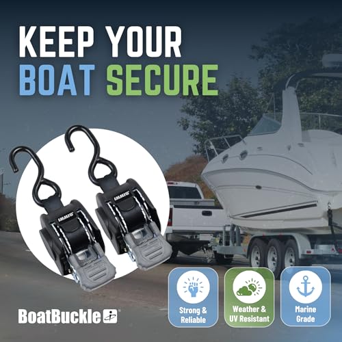 Alloy Steel BoatBuckle Mini G3 Retractable Transom Tie Downs 1 x 6 ft, 2-Pack