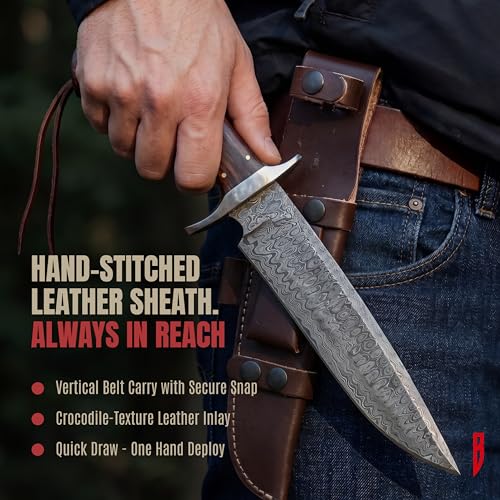 Patriot Handmade Damascus Long Hunting Knife 14-Inch Full Tang Survival Camp