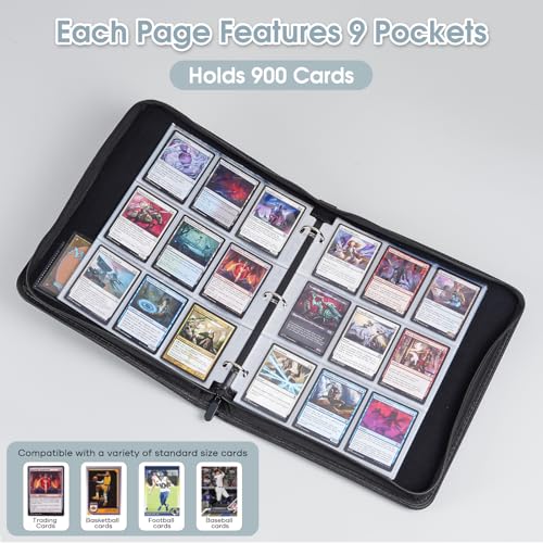 ProCase 900-Pocket Card Binder with Clear Window - Black