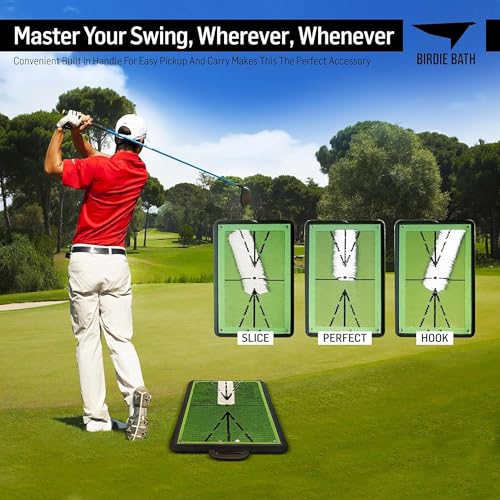 Golf Swing Training Mat - Sequin Tech, Analyzes Swing Path, Portable - Green