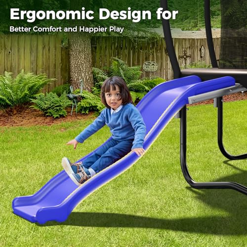 Lyromix Kids Trampoline Slide Attachment for 8-16 FT Trampolines, Supports 220 LBS