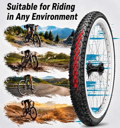 26 Inch Bike Tires Set 2 Pack with Inner Tubes & Repair Kit - All-Terrain Puncture-Resistant for Cruiser & Beach Bikes