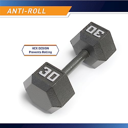 Marcy 30lb Cast Iron Hex Dumbbell - Space Saving Hexagon Shape