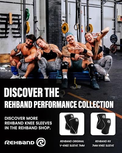 Rehband Original Knee Sleeve 7mm Neoprene Support for Weightlifting, Powerlifting, Blue - Medium