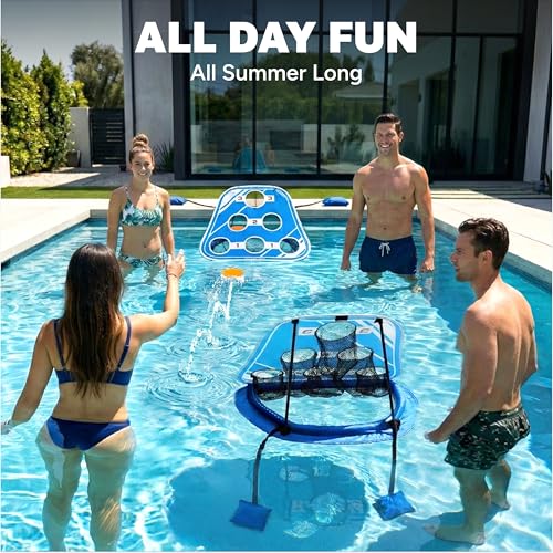 GoSports Splash Skip Versus Floating Pool Cornhole Game with 2 Targets - Water Toss Game for Adults & Family