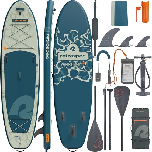 Retrospec Weekender Plus 10' Inflatable Stand Up Paddleboard Bundle with Carrying Case & Accessories - River Ripple Edition