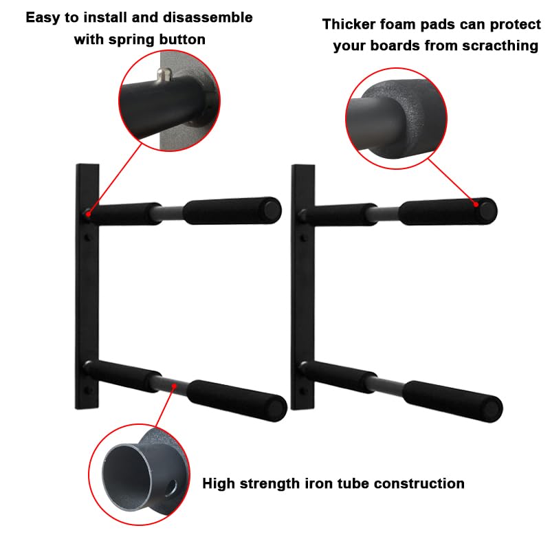 Heavy Duty Wall Mount Surfboard & Paddle Board Rack - Holds 2 Boards