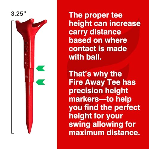 Fire Away 4-Prong Unbreakable Nylon Golf Tees 3-1/4 Inch - Red, Pack of 4