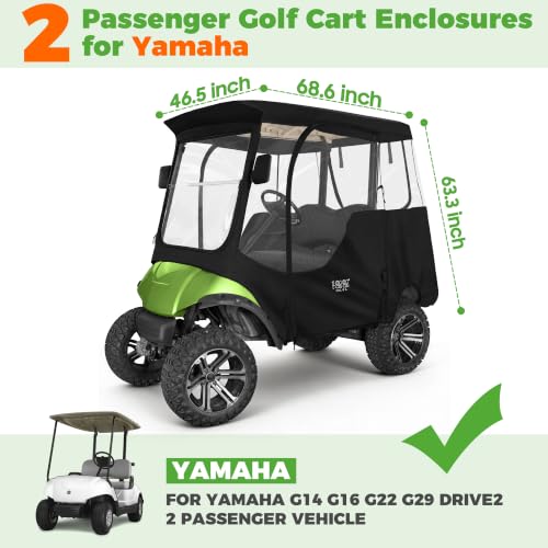 10L0L 2 Passenger Golf Cart Enclosure Cover for Yamaha Drive 2 G14 G16 G22 G29