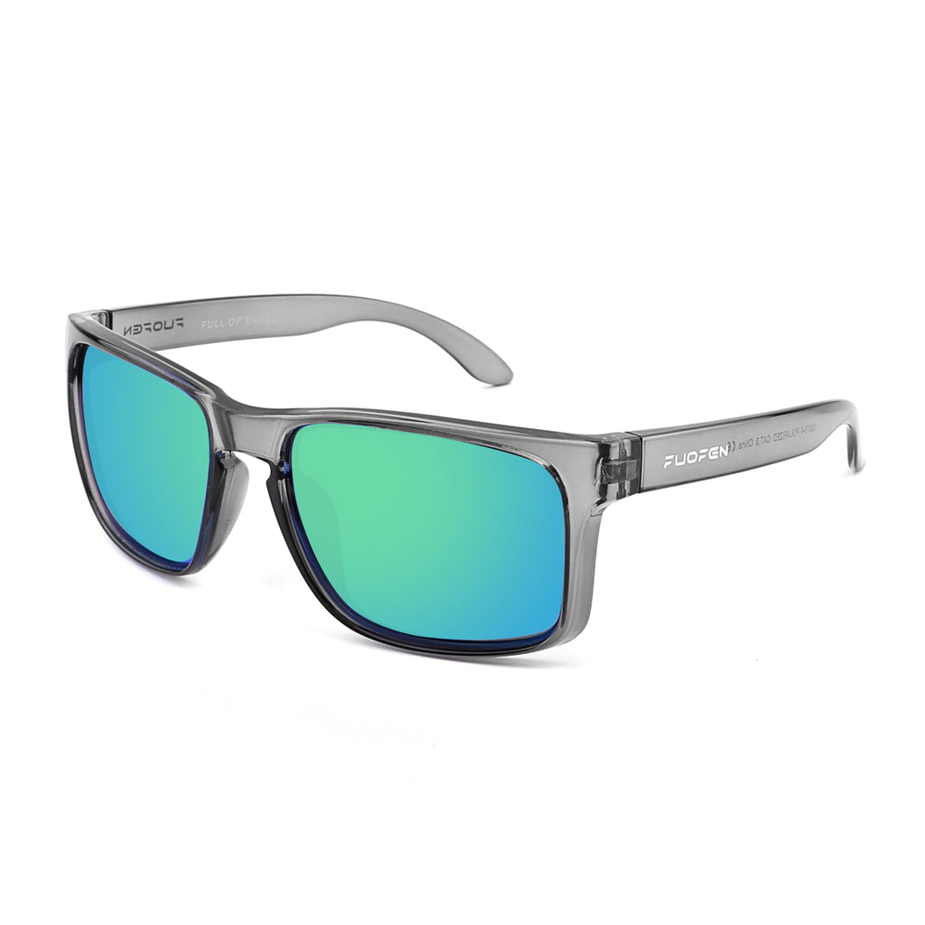 FUOFEN Rectangular Polarized Sports XL Sunglasses for Men Driving Fishing fashion UV400 Protection Shades Turquoise Revo