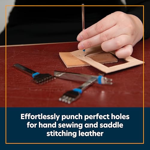Leather Stitching Chisel Set with 5mm Spacing - Diamond Tip Leather Punch Tool Kit