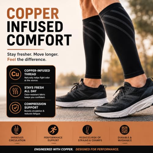Calf Compression Sleeve for Men & Women, Black, Small, Firm Fit - Support & Recovery