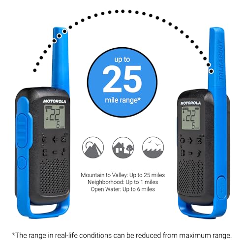 Two-Way Radio Set 3 Pack - 22 Channels, 25 Mile Range, Rechargeable, NOAA Weather Alerts