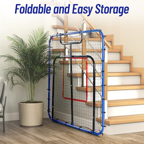 SPOYNAL Baseball Rebounder Net 4x4.5 ft Adjustable Angles Practice Equipment