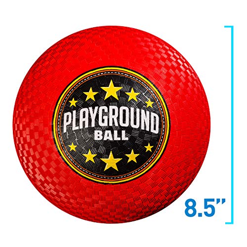 Kids Playground Balls Set — 6 Assorted Rubber Kickballs with Carry Bag, 8.5 Inch