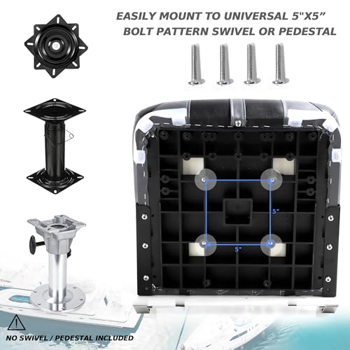 Marine Folding Boat Seats 2 Pack - Charcoal/Black, High Back, Waterproof, Includes Mounting Screws