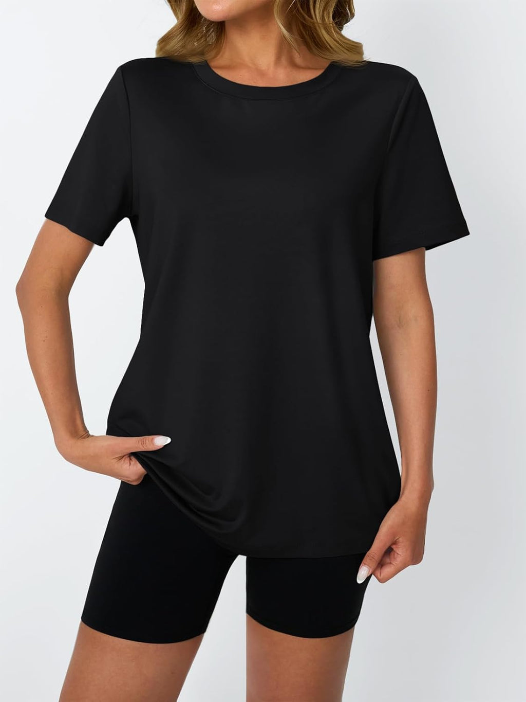 AUTOMET Women's Workout Tops - Moisture-Wicking Short Sleeve Gym Shirts for Yoga & Running