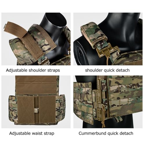 Tactical Outdoor Vest with PALS Molle System - Quick Release Adjustable Hunting Vest, One Size Cp