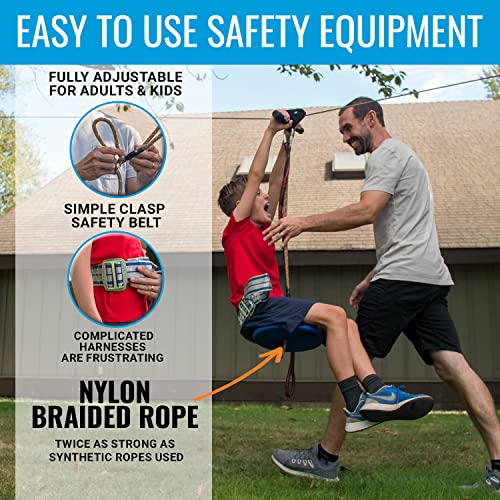 Hyponix 100 ft Zip Line Kit for Backyard Kids & Adults - Safe & Durable Outdoor Play Equipment - Up to 350 lbs, Variation: 100' Zipline Kit