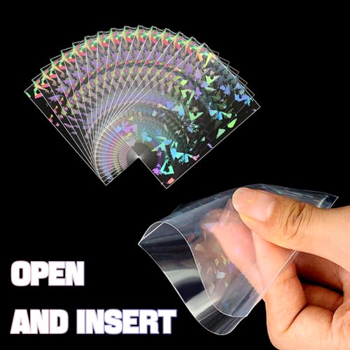 200pcs Holographic Card Sleeves 66x91mm for Trading Cards & Collectibles Front Holographic Back Clear - Variation of THIS listing