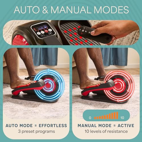 Lifepro AutoGlide Red Under Desk Elliptical with Red Light Therapy - Leg Exercise & Recovery