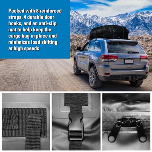 REESE 22 Cu Ft Waterproof Rooftop Cargo Carrier Bag for Cars, SUVs & Trucks