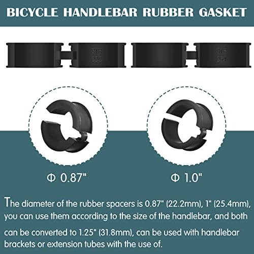 Bike Handlebar Shim Spacers 12-Pack Rubber Adapters for 22.2mm-31.8mm