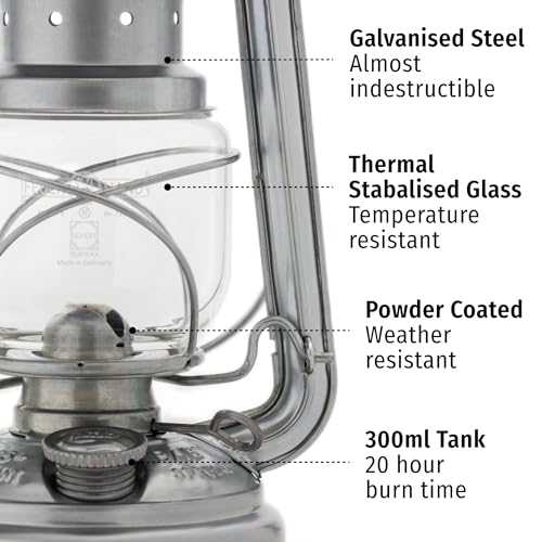 Feuerhand Blue Outdoor Kerosene Lantern - Weather-Resistant Hurricane Lamp for Camping & Patio, 10 Inches