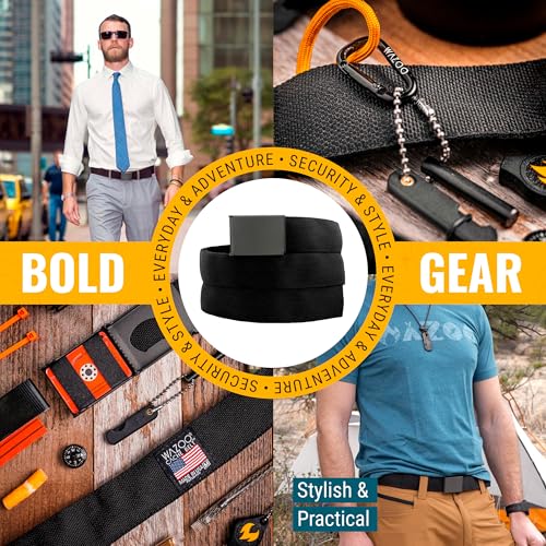 Wazoo Gear Cache Belt™ Hidden-Pocket Travel & EDC Belt - Black, Large