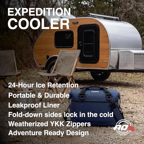 AO Coolers Expedition Canvas Soft-Sided Cooler Bag - Charcoal, 48-Can, Leak-Proof, Insulated, Lightweight