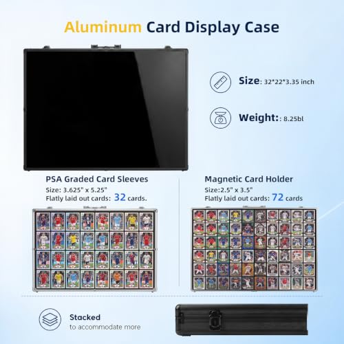 Large Black Lockable Trade Card Display Case - 32x22in Aluminum Show Box