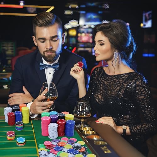 250 Pcs Plastic Poker Chips Set for Texas Hold'em & Casino Games - Durable & Colorful