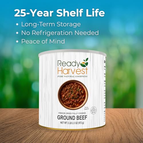 Ready Harvest Freeze-Dried Ground Beef - Large Emergency Food Can, 30-Year Shelf Life