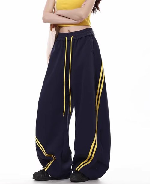 Chmnigma Wide Leg Sweatpants for Women Men Baggy Casual Joggers Barrel Sweat Pants Elastic Waist Drawstring Pants (Blue-M)