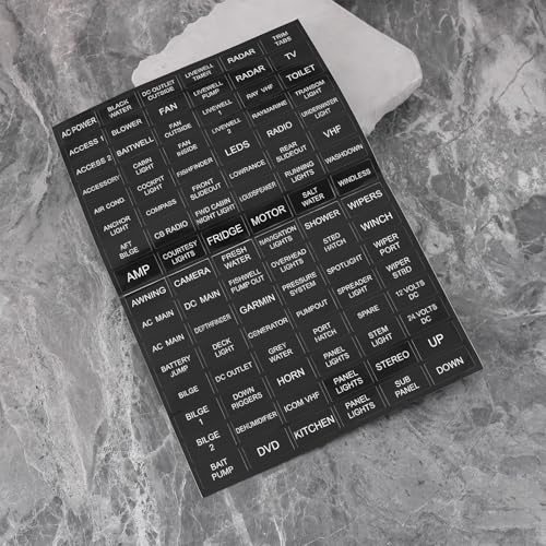 Marine Switch Label Stickers Vinyl 96 Pack for Boat Panel, 1.3x2.5cm