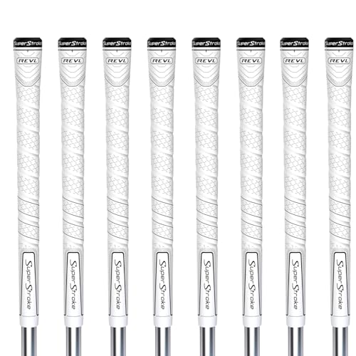 Golf Club Grip Set - SuperStroke REVL Comfort Midsize White 8 Pack