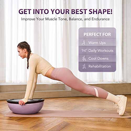 ZELUS Lilac 23in Balance Ball with 55cm Yoga Ball, Resistance Bands & Foot Pump