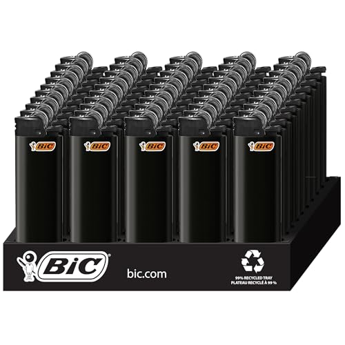 BIC Maxi Pocket Lighters Black 50-Count Tray | Long-Lasting Safety Gas Lighters