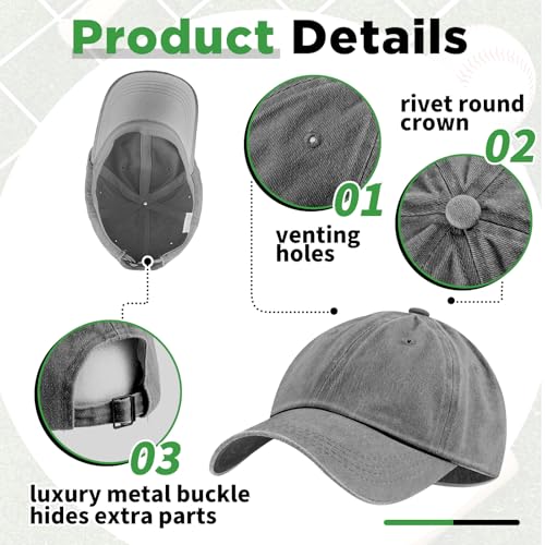 Bonuci 50 Pack Vintage Washed Baseball Caps Gray Adjustable Cotton Sports Hats for Men Women