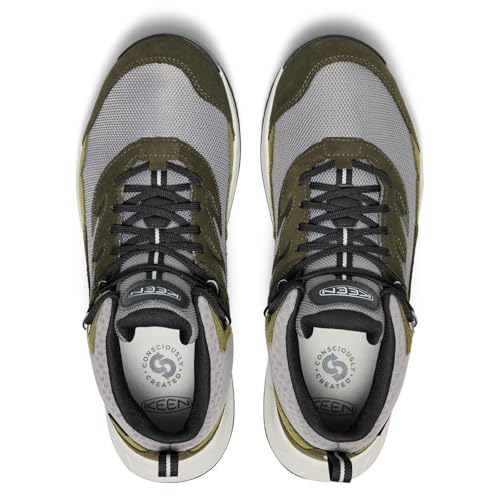 KEEN Men’s Hightrail Mid Waterproof Hiking Boots - Steel Grey/Forest Night 11