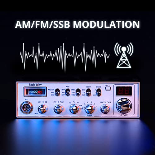 Radioddity QT40 10M Mobile Ham Radio 40W NOAA Weather Alert SSB/AM/FM