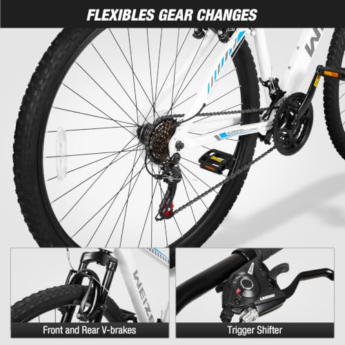 White 29 Inch Hardtail Mountain Bike for Men and Women - Trail Bicycle