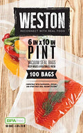 Weston 6x10 Pint Vacuum Sealer Bags - 100 Count, Clear, Food Storage