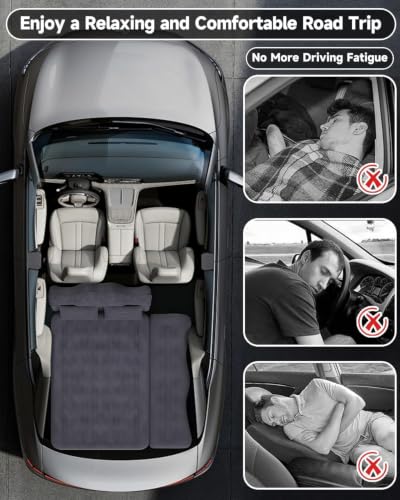 Umbrauto Car Air Mattress Black - Backseat Inflatable Truck Bed for SUV & Van with Pump & Pillows