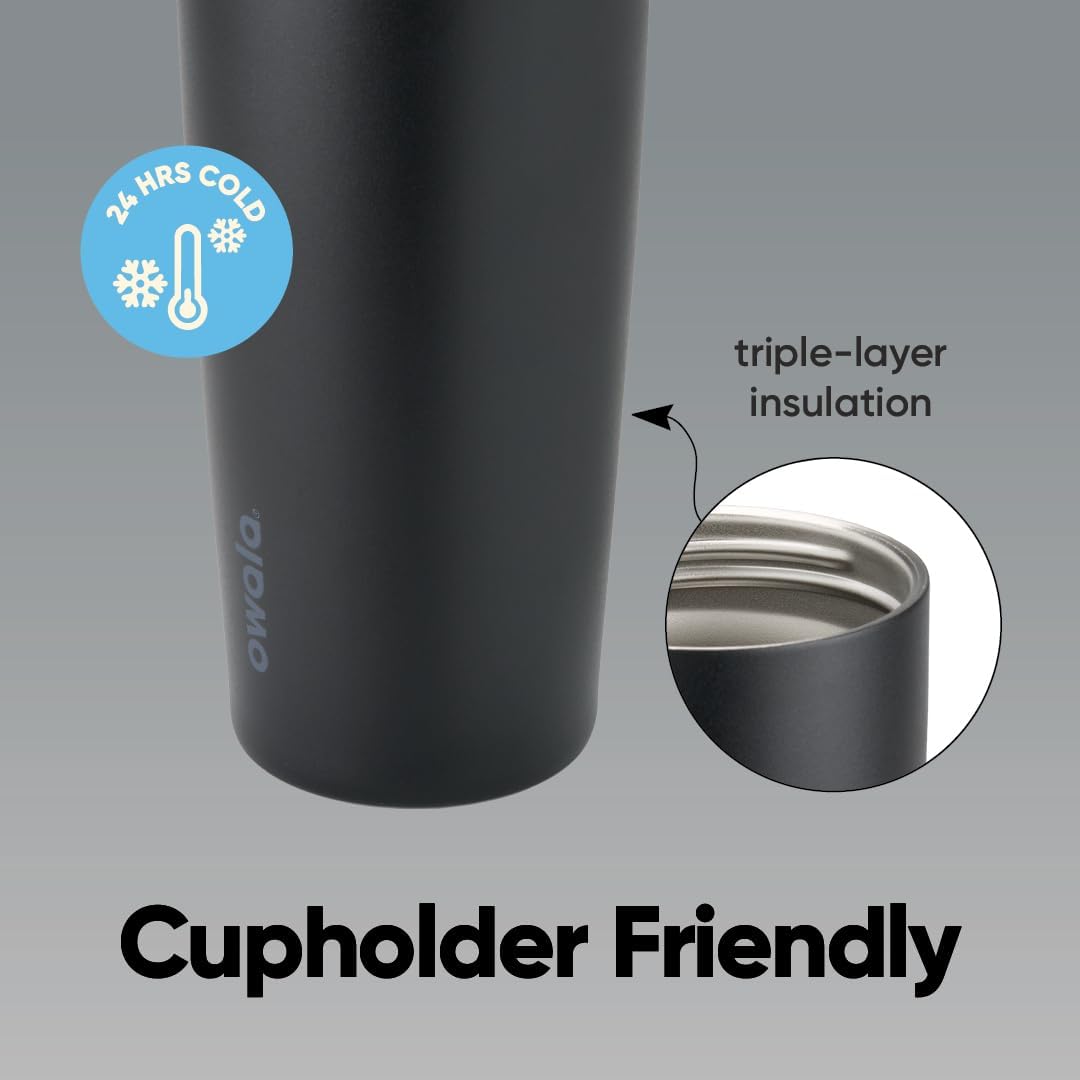 Owala FreeSip Sway - 40-Oz. Stainless Steel Water Bottle - Sleek Black Finish