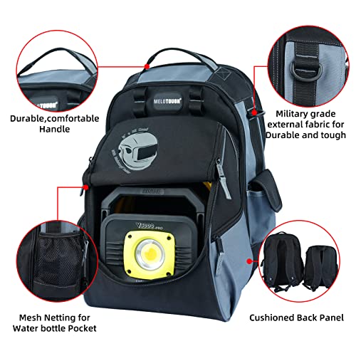 Grey Welding Backpack with Helmet Pocket - Large Capacity Tool & Gear Bag