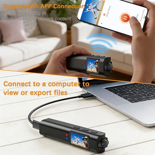 Fanisic Black Clip-on Body Camera 2.7K HD Wide-Angle Wearable Vlogging Camera