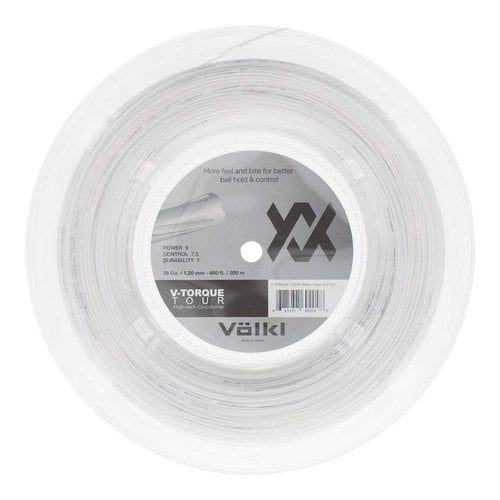 Volkl V-Torque Tour | Tennis Racquet String | Great Feel, Spin and Control | Co-Polymer String (White, 17, Reel)