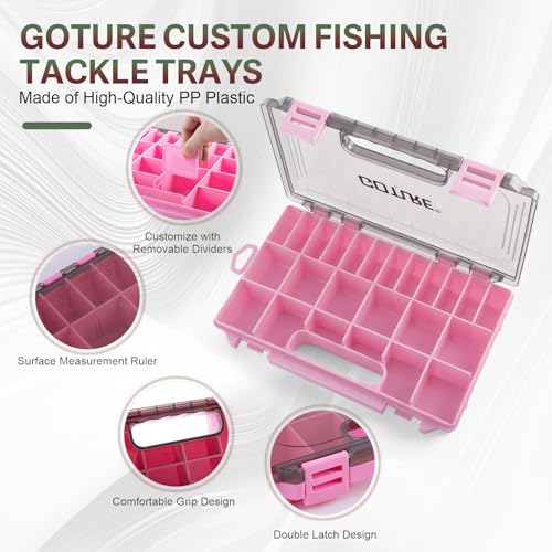 Goture Large Pink Tackle Bag with 3 Tackle Boxes, Fishing Tools & Storage Backpack